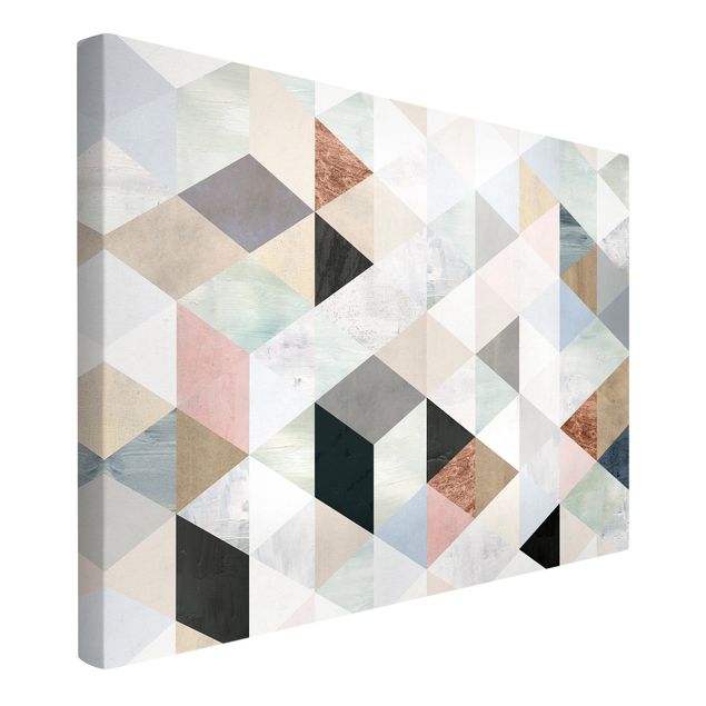 Wandbilder Muster Aquarell-Mosaik mit Dreiecken I