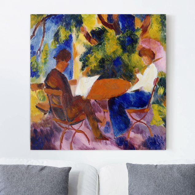 expressionistische Kunstdrucke August Macke - Paar am Gartentisch