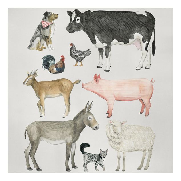 Wandbilder Modern Bauernhof Tierfamilie I