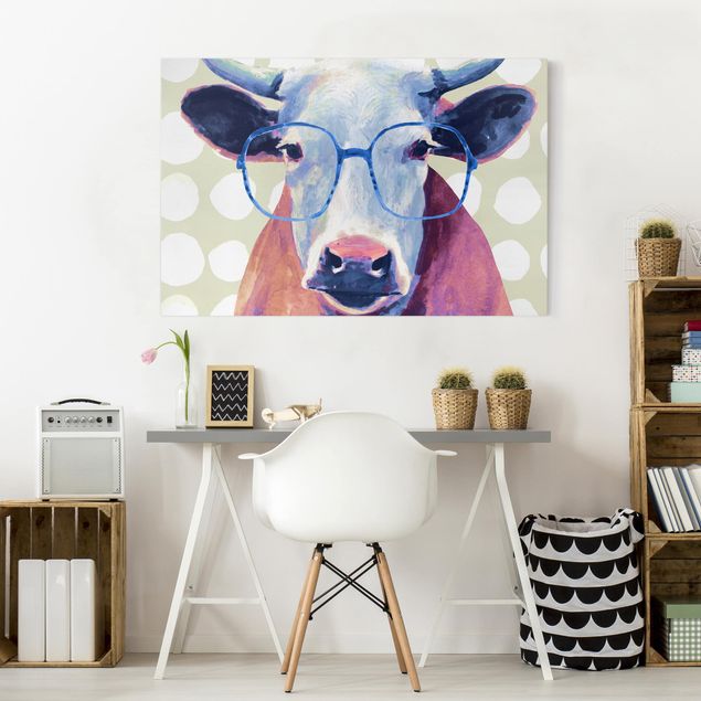 Wandbilder Modern Bebrillte Tiere - Kuh