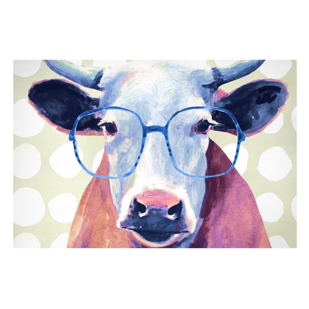 Wandbilder Lila Bebrillte Tiere - Kuh