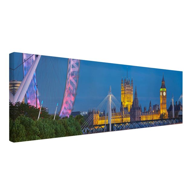 Skyline Leinwandbild Big Ben und Westminster Palace in London bei Nacht