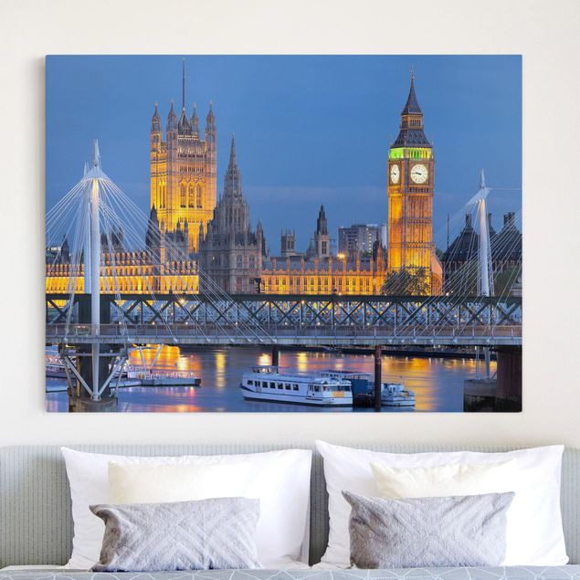 Wanddeko Küche Big Ben und Westminster Palace in London bei Nacht