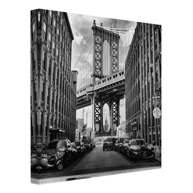 schwarz-weiß Bilder auf Leinwand Manhattan Bridge in America