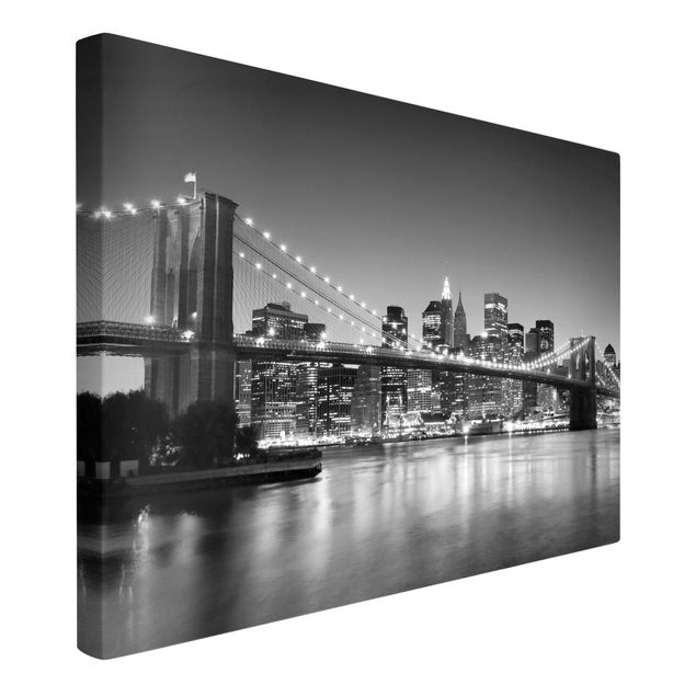 Leinwandbilder schwarz-weiß Brooklyn Brücke in New York II