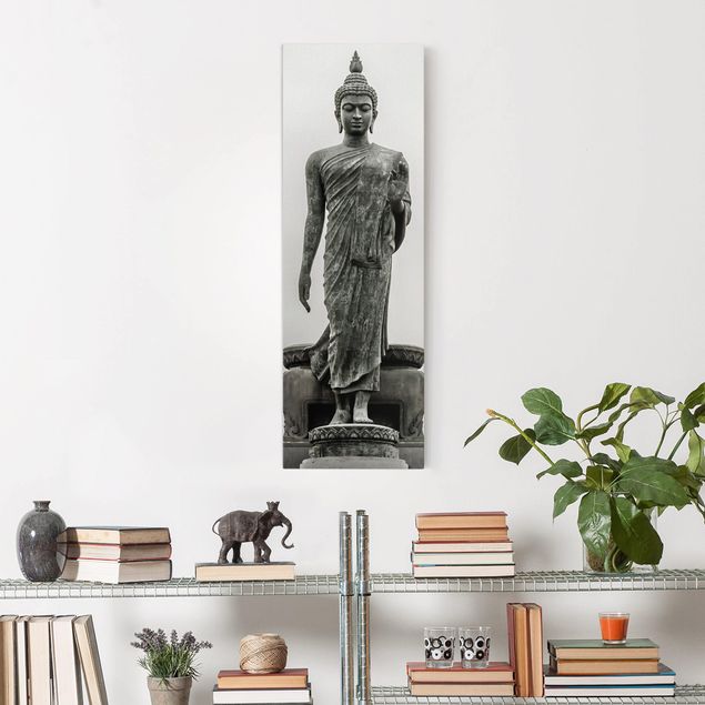 Leinwand schwarz-weiß Buddha Statue
