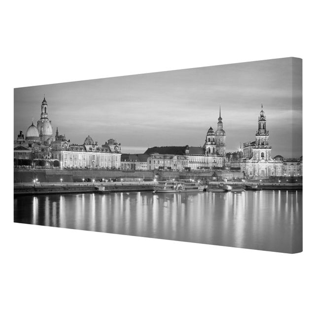 Wandbilder Schwarz-Weiß Canaletto-Blick bei Nacht II