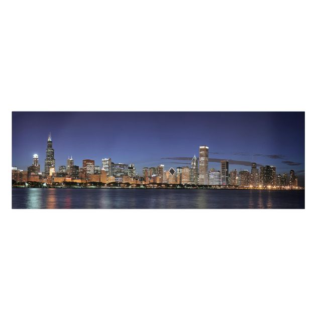 Wandbilder Chicago Skyline bei Nacht