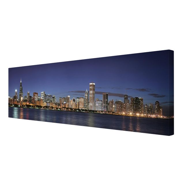 Leinwandbilder kaufen Chicago Skyline bei Nacht