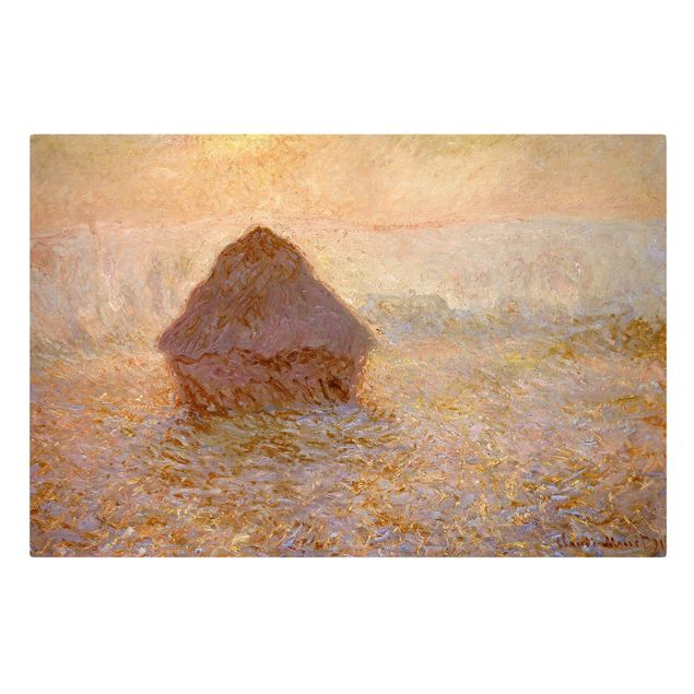 Kunstdruck Leinwand Claude Monet - Heuhaufen im Nebel