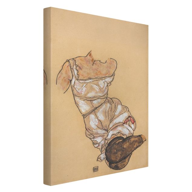 Wandbilder Akt & Erotik Egon Schiele - Weiblicher Torso in Unterwäsche