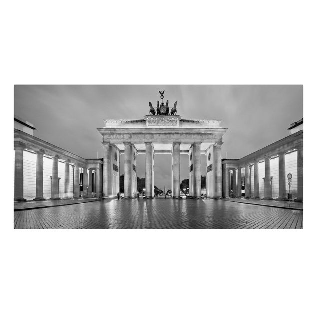 Leinwandbilder schwarz-weiß Erleuchtetes Brandenburger Tor II