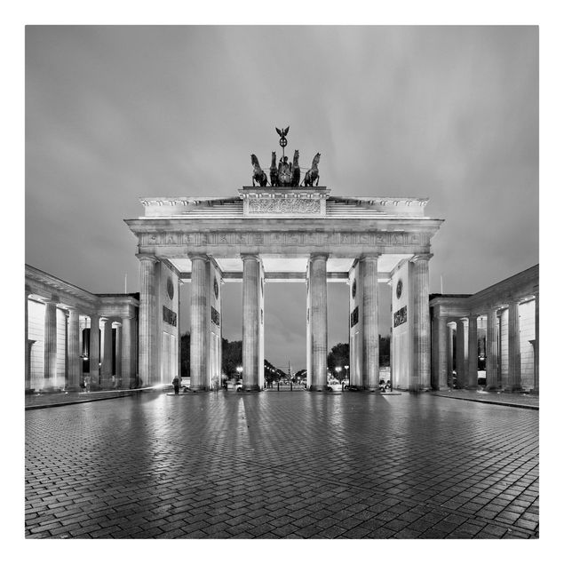 Leinwand schwarz-weiß Erleuchtetes Brandenburger Tor II
