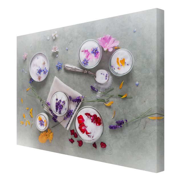Wandbilder Essbare Blüten mit Lavendelzucker