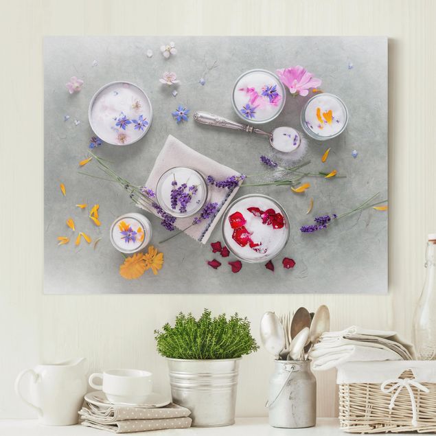 Wanddeko Küche Essbare Blüten mit Lavendelzucker