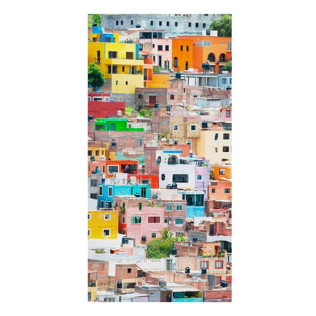 Wandbilder Bunt Farbige Häuserfront Guanajuato