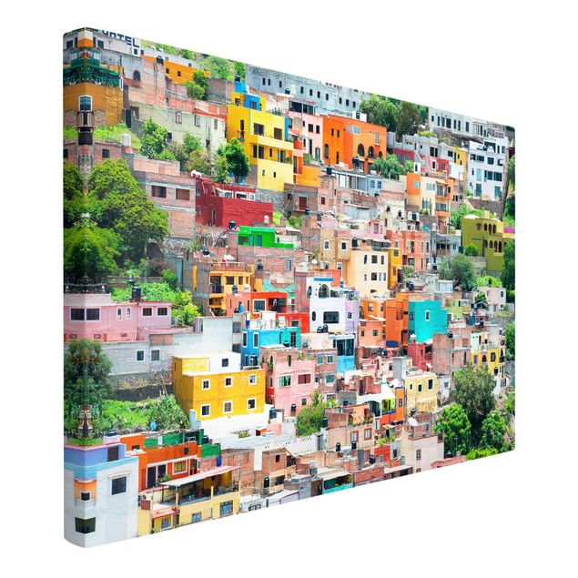 Wandbilder Modern Farbige Häuserfront Guanajuato