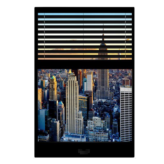 Leinwandbilder Städte Fensterausblick Jalousie - Sonnenaufgang New York