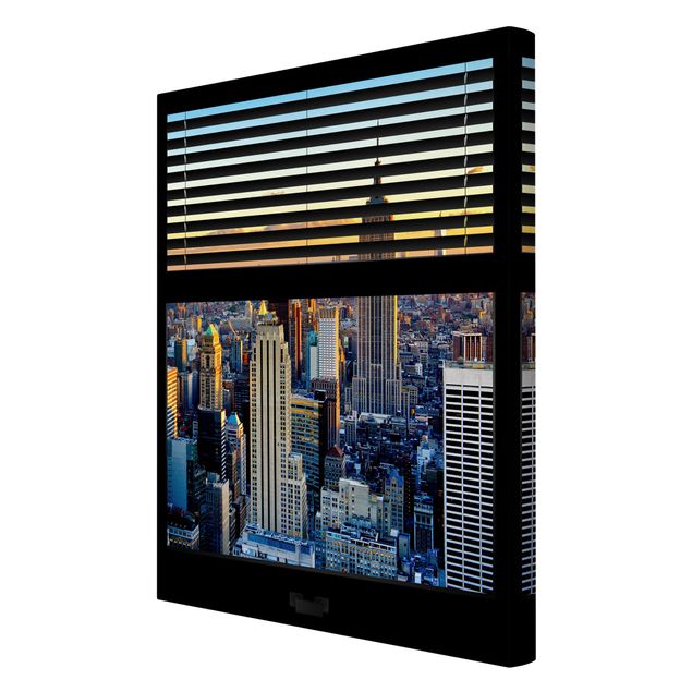 Wandbilder Architektur & Skyline Fensterausblick Jalousie - Sonnenaufgang New York