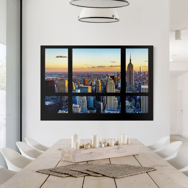 Wandbilder New York Fensterausblick - Sonnenaufgang New York
