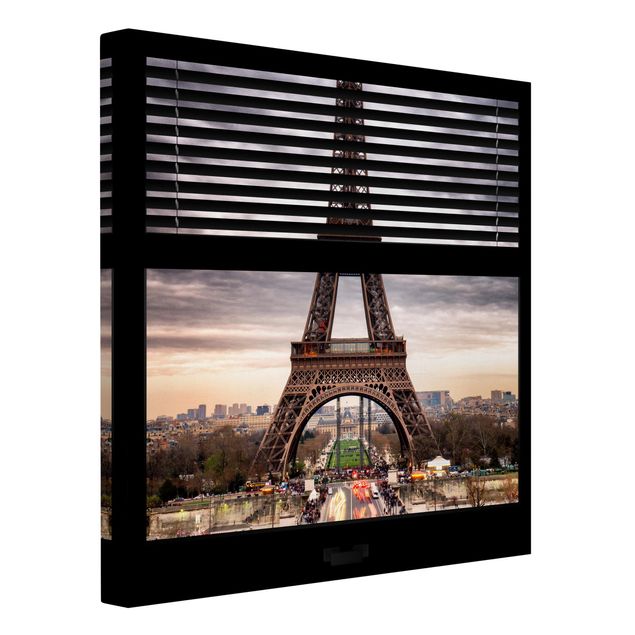 Skyline Leinwand Fensterblick Jalousie - Eiffelturm Paris