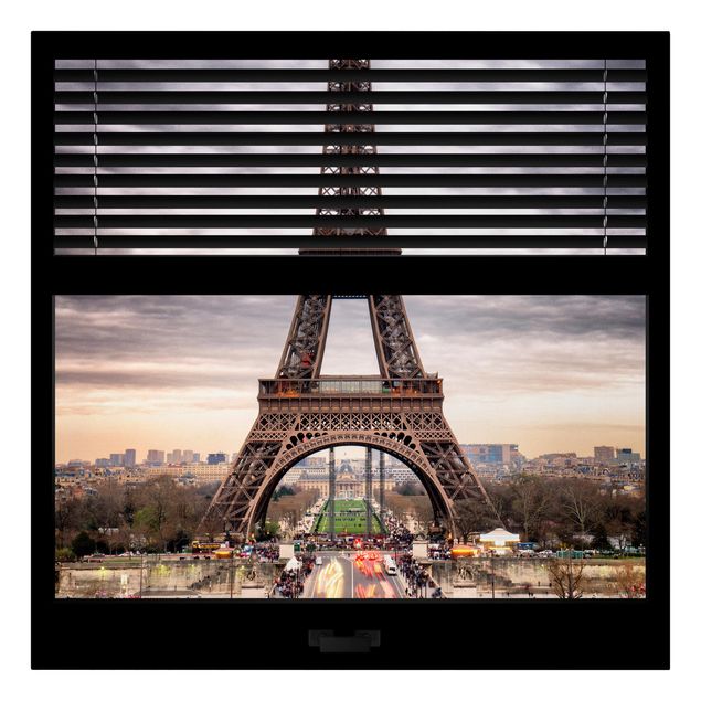 Wandbilder Architektur & Skyline Fensterblick Jalousie - Eiffelturm Paris