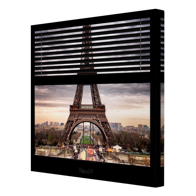 Wandbilder Modern Fensterblick Jalousie - Eiffelturm Paris