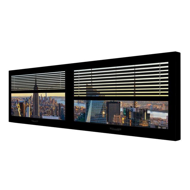 Wandbilder Architektur & Skyline Fensterblick Jalousie - Manhattan Abendstimmung