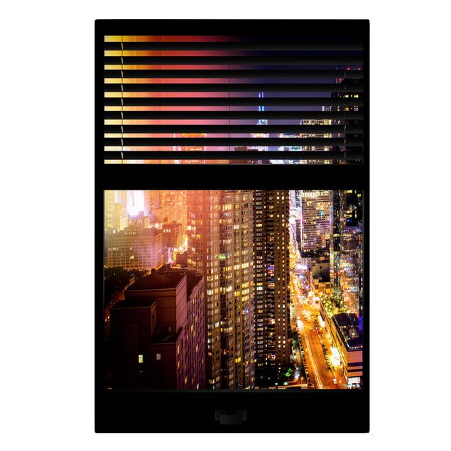 Wandbilder Architektur & Skyline Fensterblick Jalousie - Manhattan bei Nacht