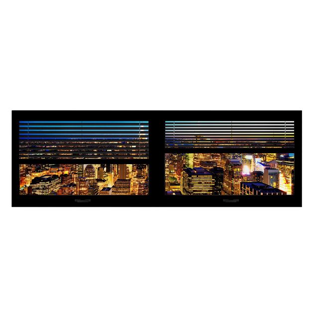 Wandbilder Architektur & Skyline Fensterblick Jalousie - New York bei Nacht