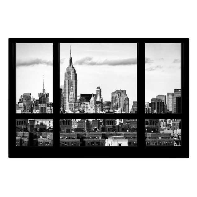 Skyline Leinwand Fensterblick New York Skyline schwarz weiss