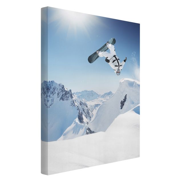 Wandbilder Sport Fliegender Snowboarder