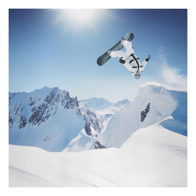 Wandbilder Modern Fliegender Snowboarder