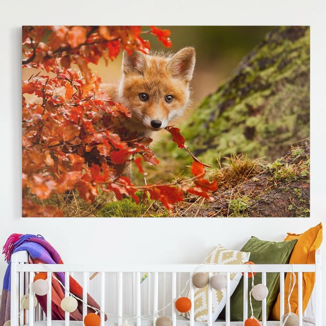 Wanddeko Küche Fuchs im Herbst