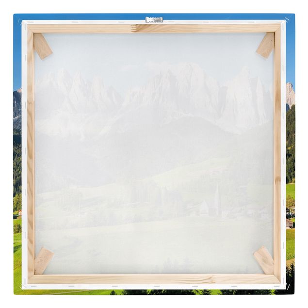 Leinwandbilder Wald Geislerspitzen in Südtirol
