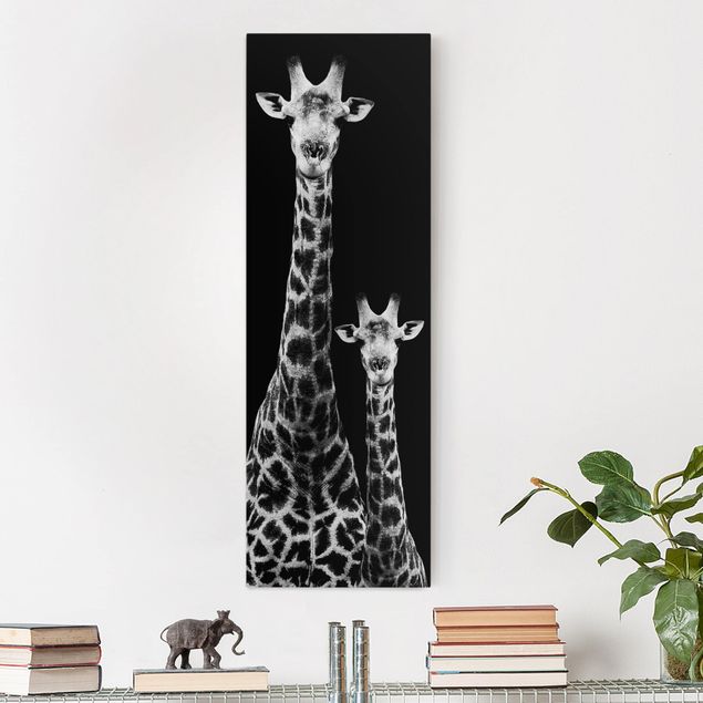 Wandbilder Afrika Giraffen Duo schwarz-weiß