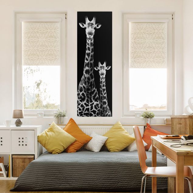 Wandbilder Schwarz-Weiß Giraffen Duo schwarz-weiß