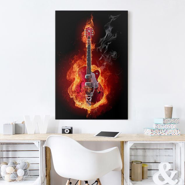 Bilder Gitarre in Flammen
