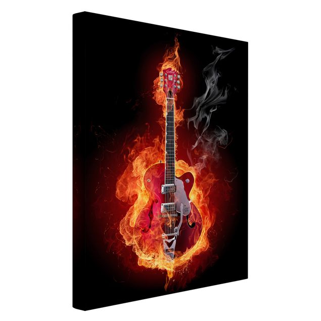 Leinwandbilder Gitarre in Flammen