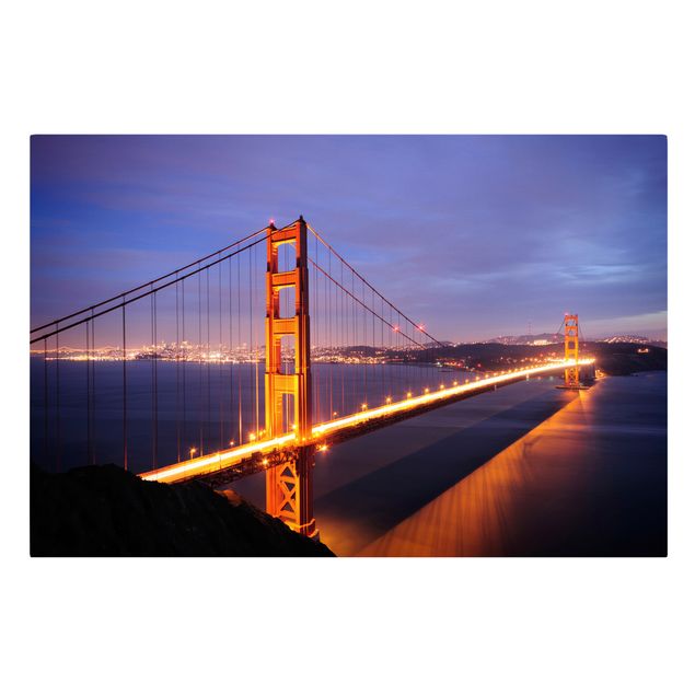 Wandbilder Lila Golden Gate Bridge bei Nacht