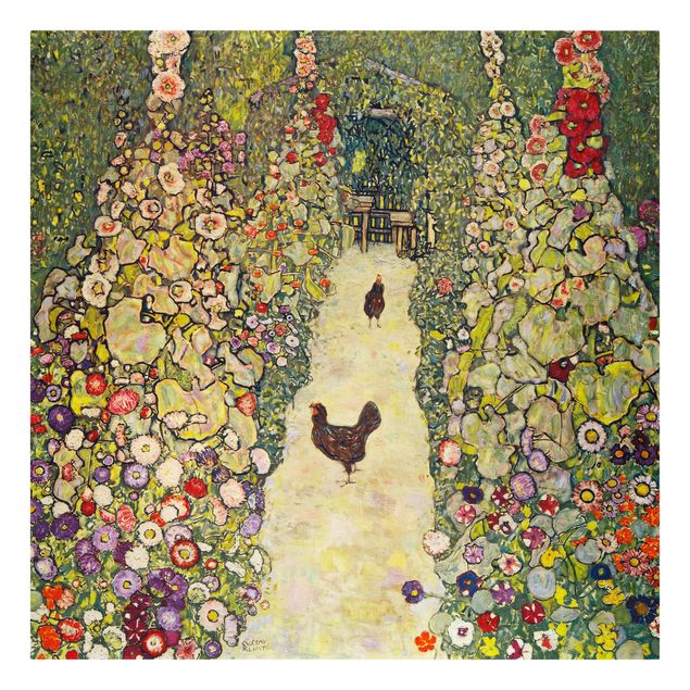 Wandbilder Floral Gustav Klimt - Gartenweg mit Hühnern