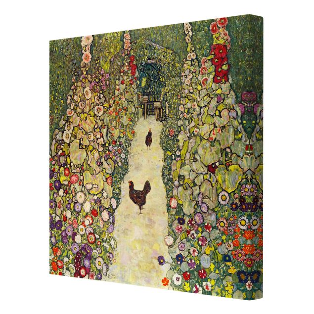 Wandbilder Blumen Gustav Klimt - Gartenweg mit Hühnern