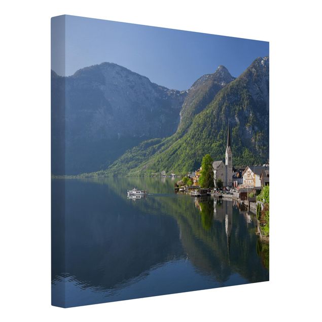 Wandbilder Landschaften Hallstätter See und Bergblick