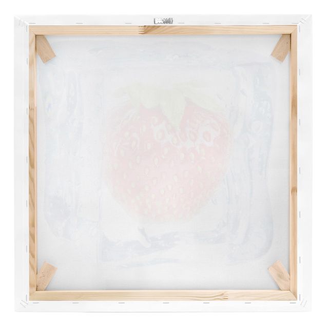 Leinwandbilder kaufen Erdbeere im Eiswürfel