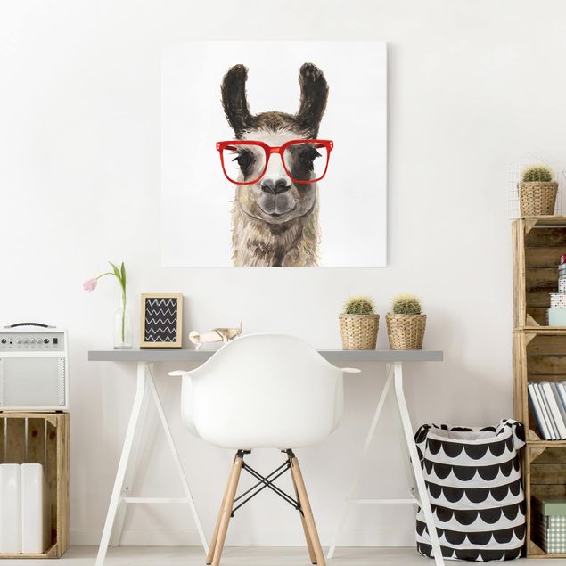 Leinwandbilder Tiere Hippes Lama mit Brille II