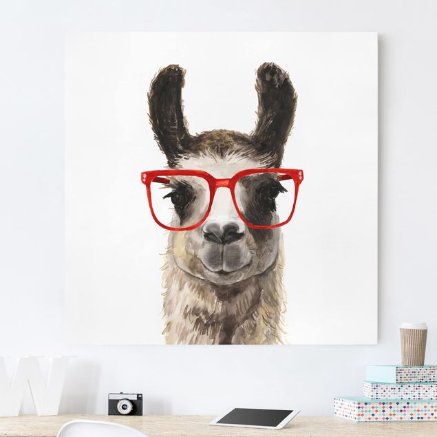 Wanddeko Küche Hippes Lama mit Brille II