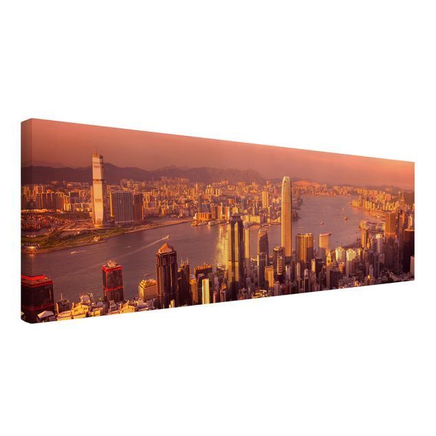 Skyline Leinwandbild Hongkong Sunset