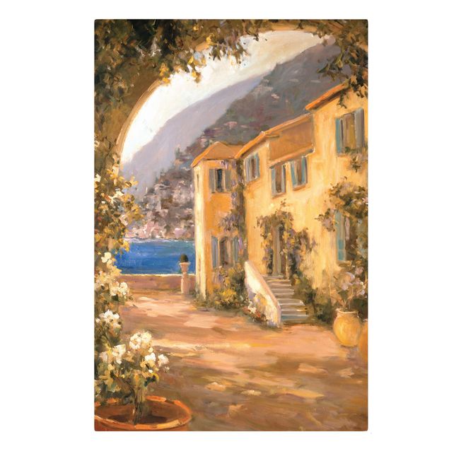 Wandbilder Modern Italienische Landschaft - Blumenbogen