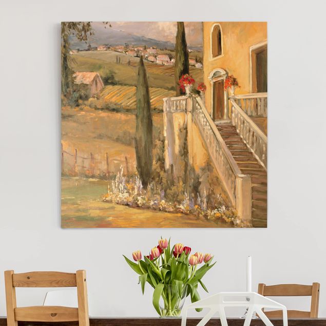 Leinwandbilder Italien Italienische Landschaft - Haustreppe