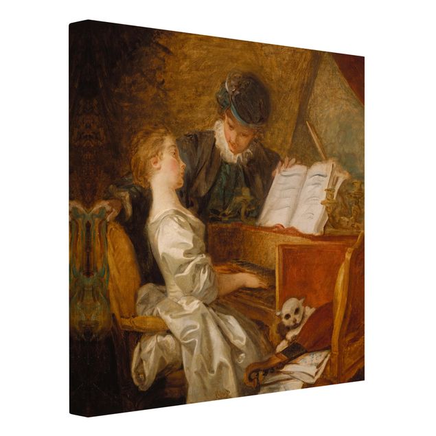 Leinwand Kunst Jean Honoré Fragonard - Die Klavierstunde